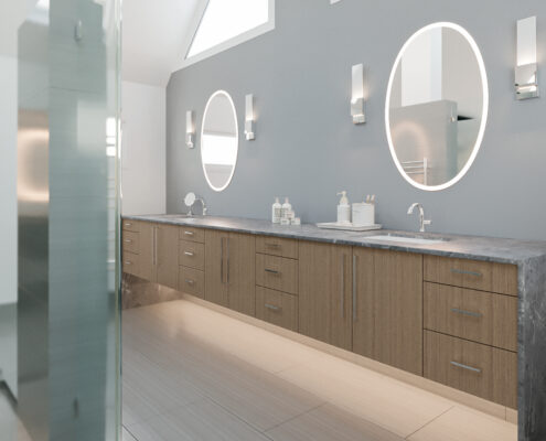 Modern bath vanities with oval mirror